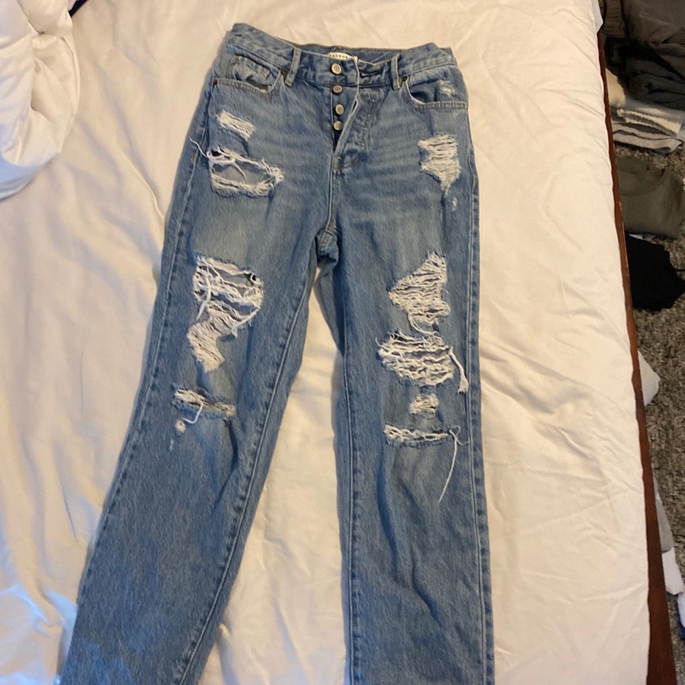 pacsun ripped high rise straight jeans